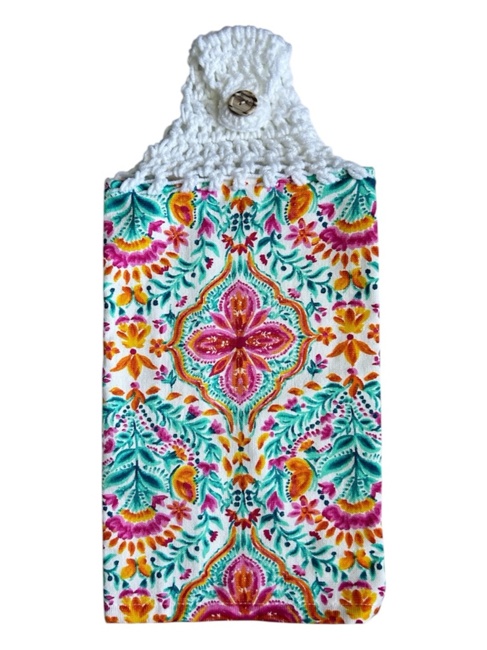 Hand Crafted Floral Hanging Kitchen Hand Towel Crochet Top